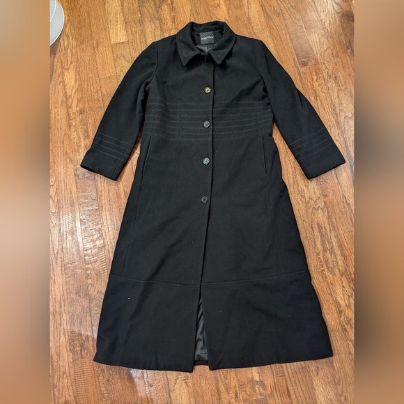 SEQUENCE Women's Black Wool Embroidery Trim Full Length Winter Coat Sz 12/14 - Picture 9 of 9